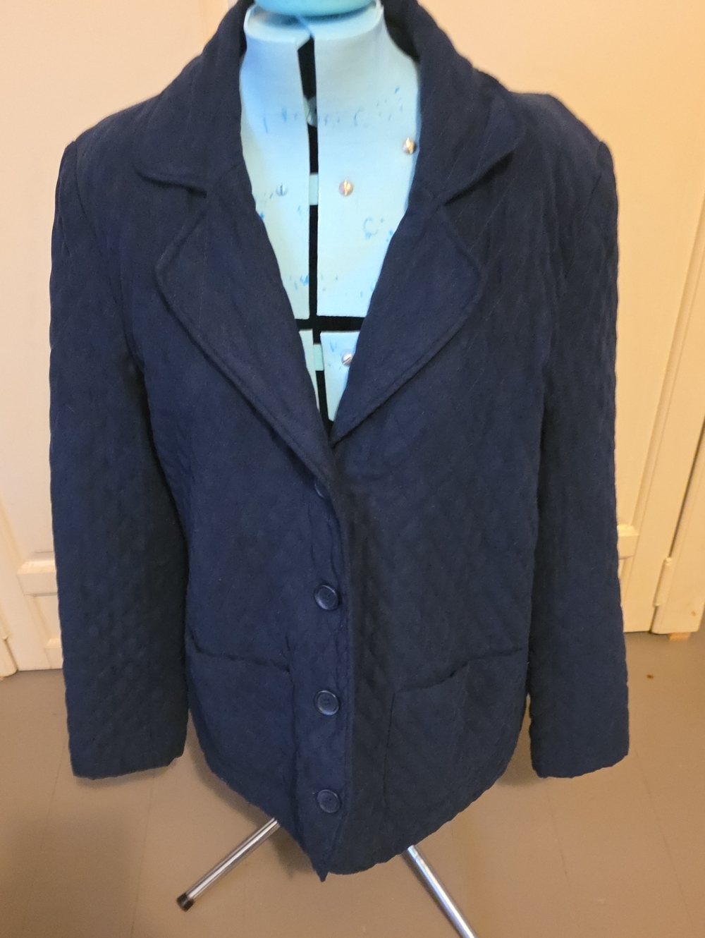 Laura Scott Navy Quilted Blazer Jacket